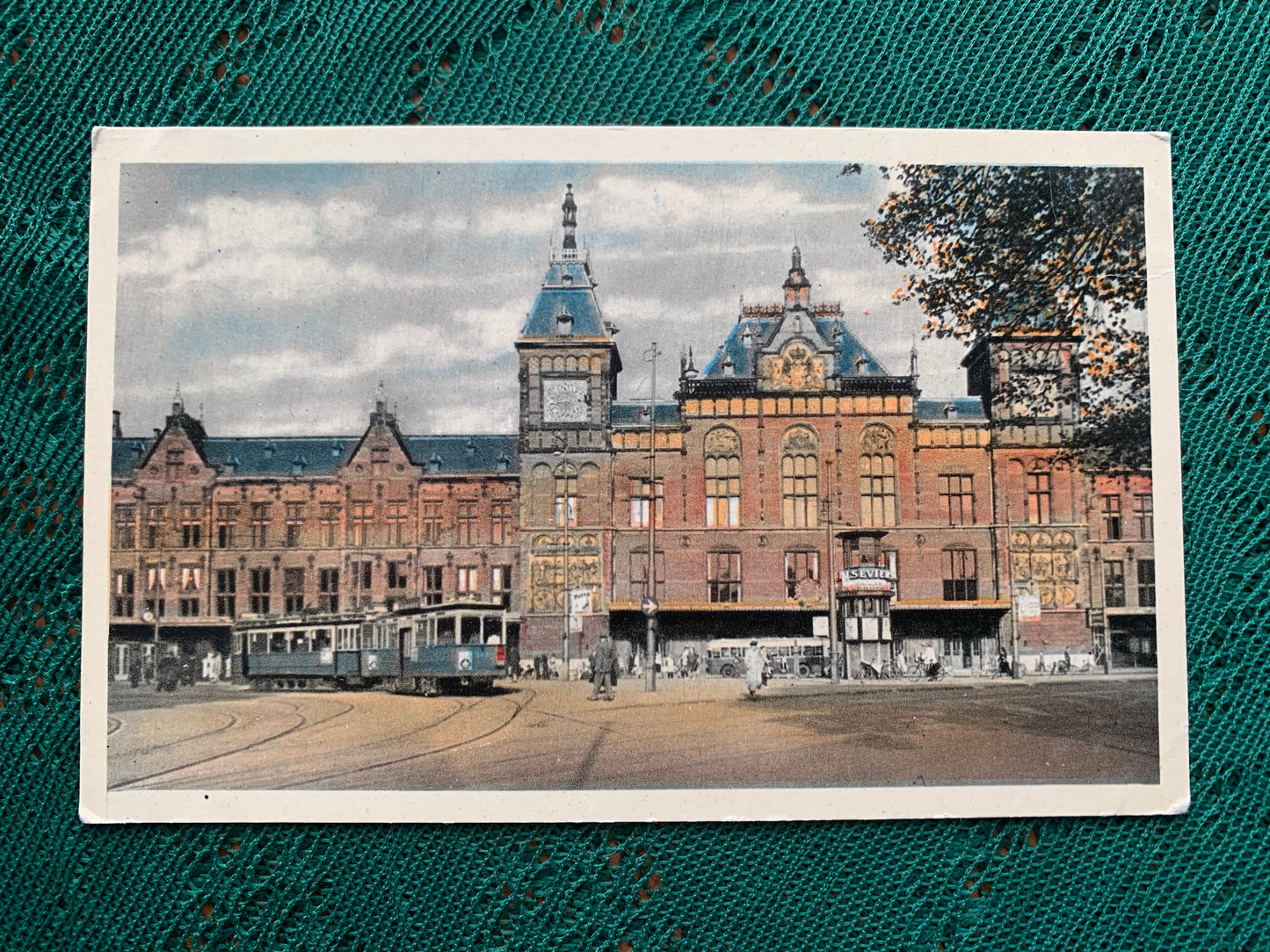 Old postcard - AMSTERDAM - CENTRAL STATION - Holland - Tram - early 1900's