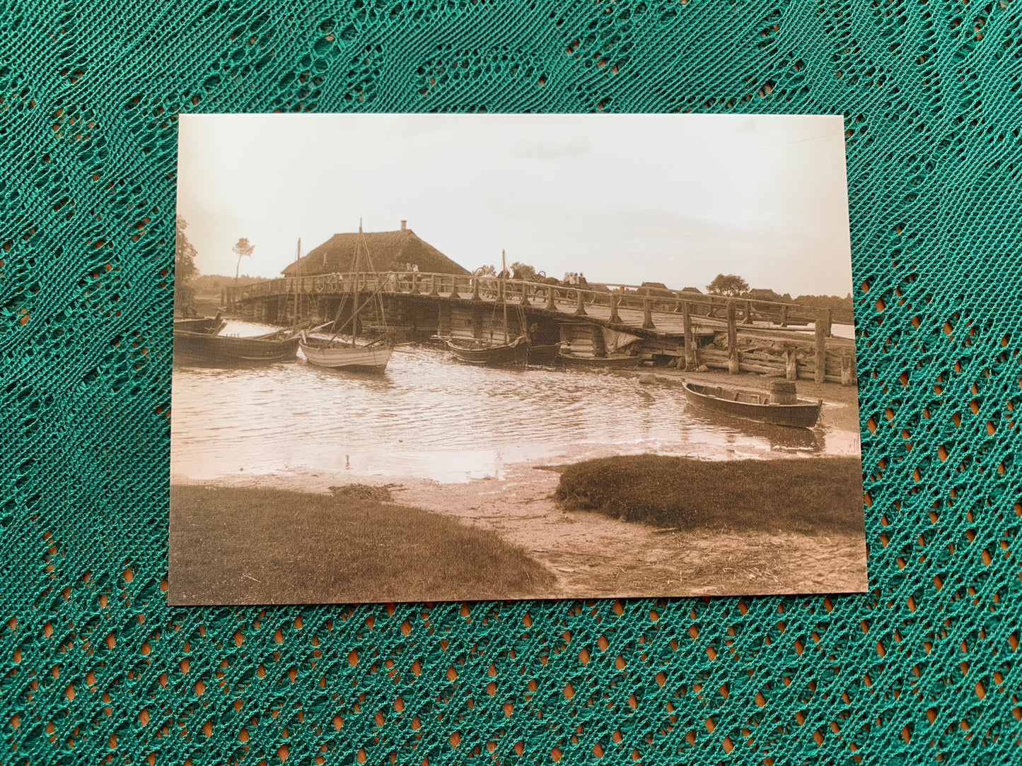 Estonian postcard - Reproduction from old postcards - Bridge in Nasva village, Saaremaa Island - Original Photo by Johannes Pääsuke, 1913 - unused