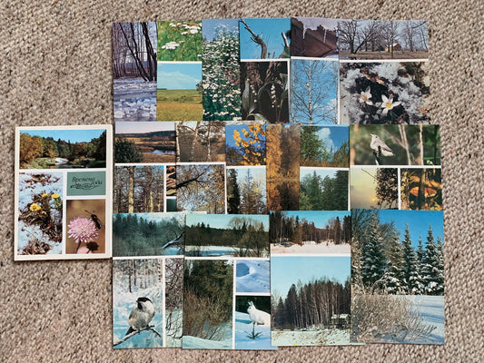 Set of 16 FOUR SEASONS postcards - Spring, Summer, Autumn, Winter - Printed in USSR - 1984 - unused