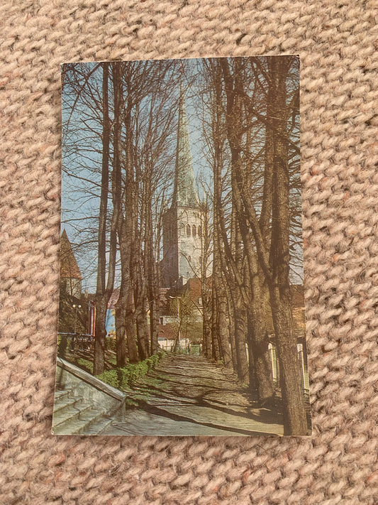 Soviet Estonia view card - Tallinn - St. Olaf's (Oleviste) Church - Printed in USSR - 1970's - Unused