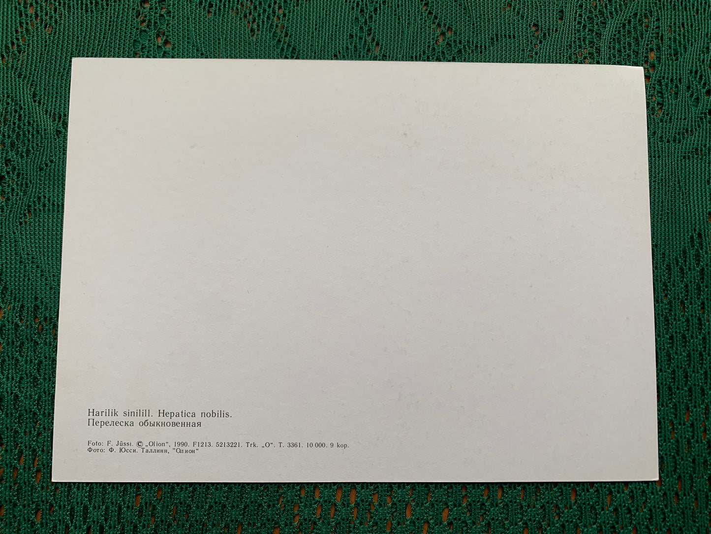 Estonian postcard - Flowers - Anemone hepatica - Hepatica nobilis - liverwort - liverleaf - kidneywort - pennywort - Printed in USSR - 1990 - unused