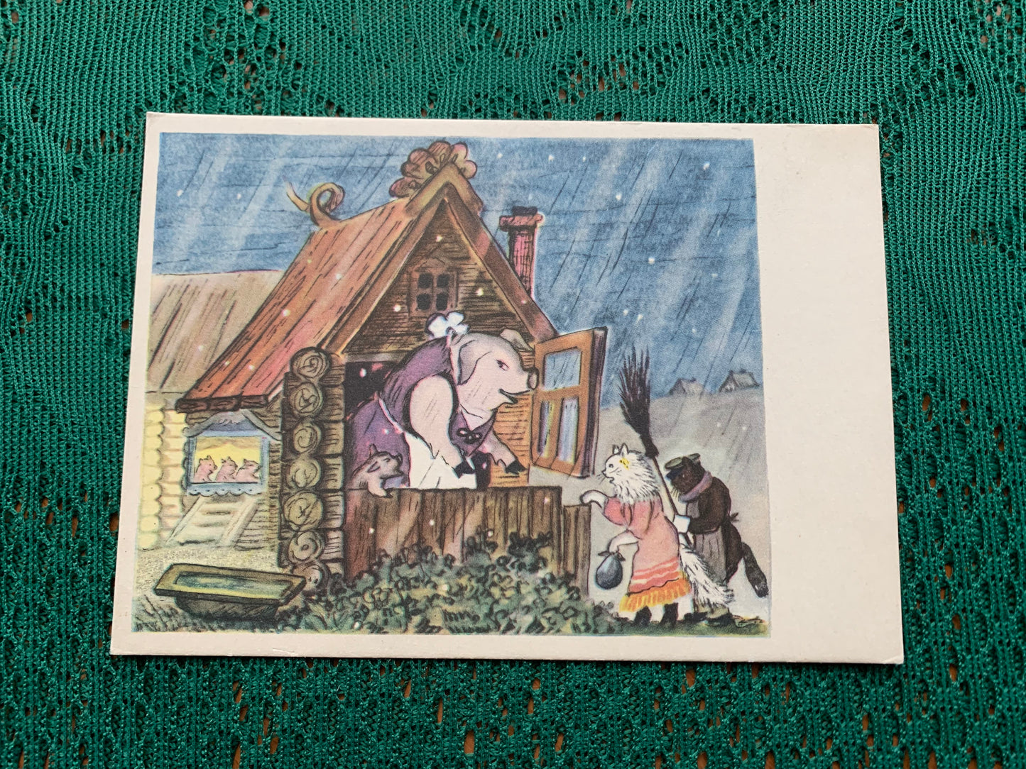 Fairy-tale postcard - S.Marshak “CAT’S HOUSE” - Printed in USSR - 1958 - unused
