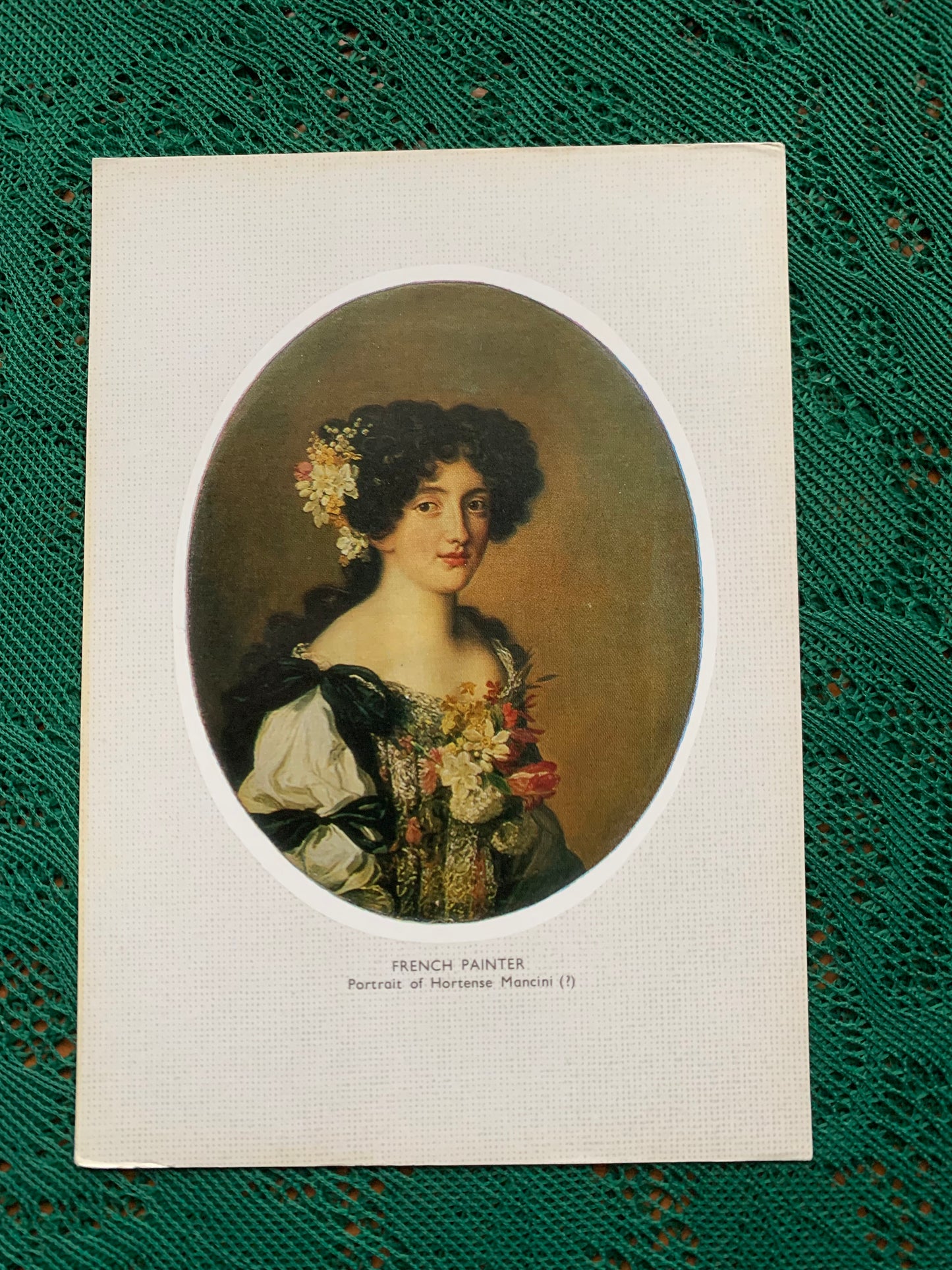 Russian art postcard - Unknown FRENCH PAINTER Portrait of Hortense Mancini (?) - Printed in USSR - 1983 - unused