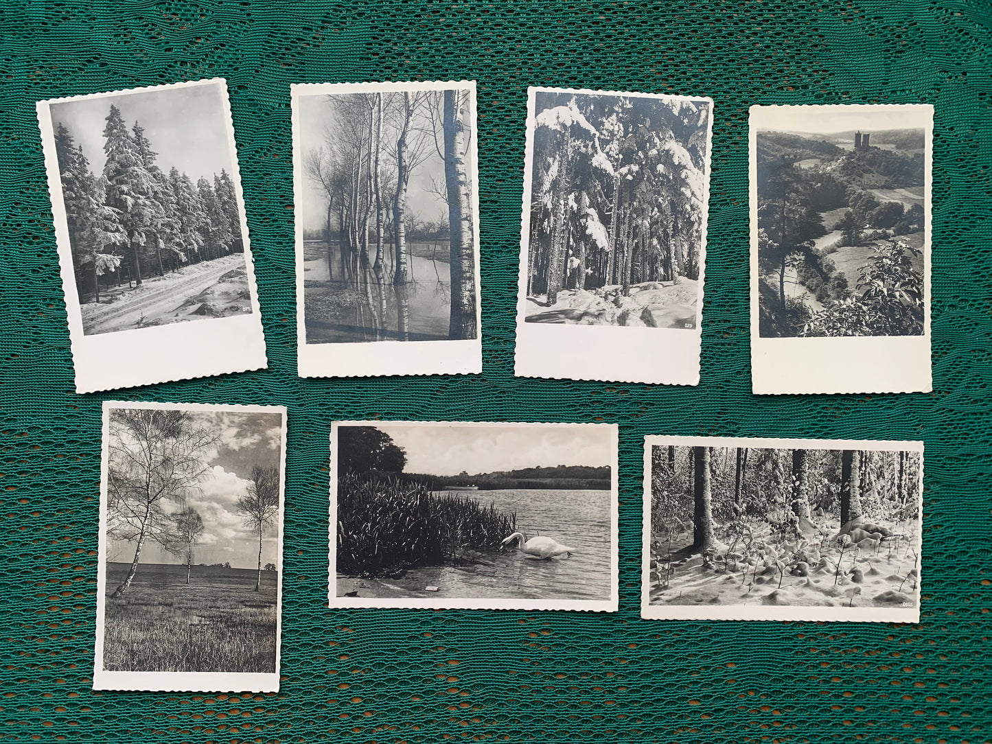 Old German postcards - Antique postcards - Set of 7 Nature view cards - early 1900s - Unused