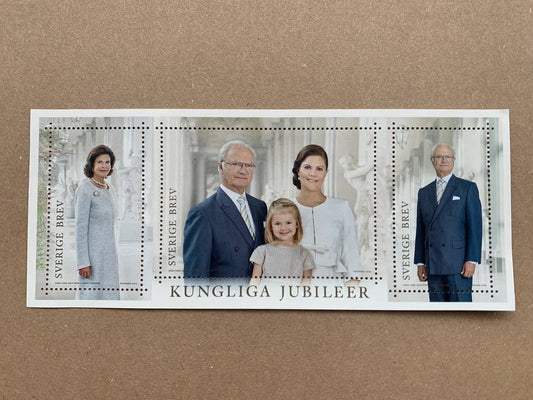 King of Sweden Carl XVI Gustaf, Queen Silvia, Crown Princess Victoria STAMP BLOCK - Kungliga Jubileer PostNord Sweden MNH stamps - 2016 - unused