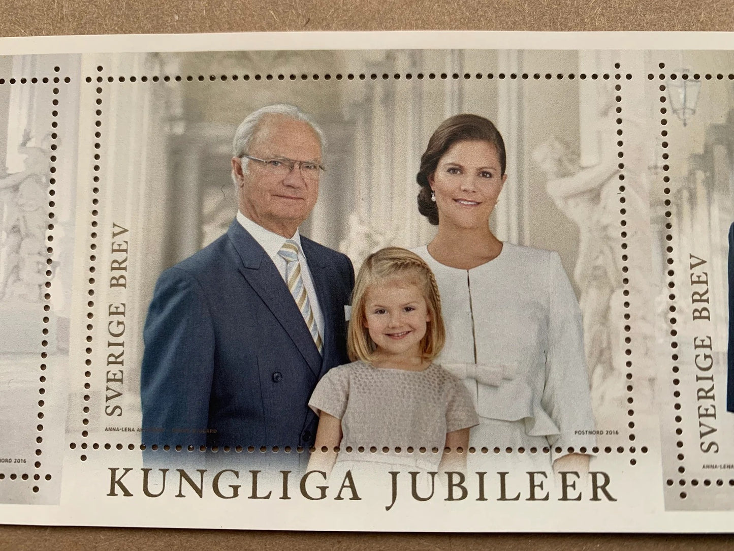 King of Sweden Carl XVI Gustaf, Queen Silvia, Crown Princess Victoria STAMP BLOCK - Kungliga Jubileer PostNord Sweden MNH stamps - 2016 - unused