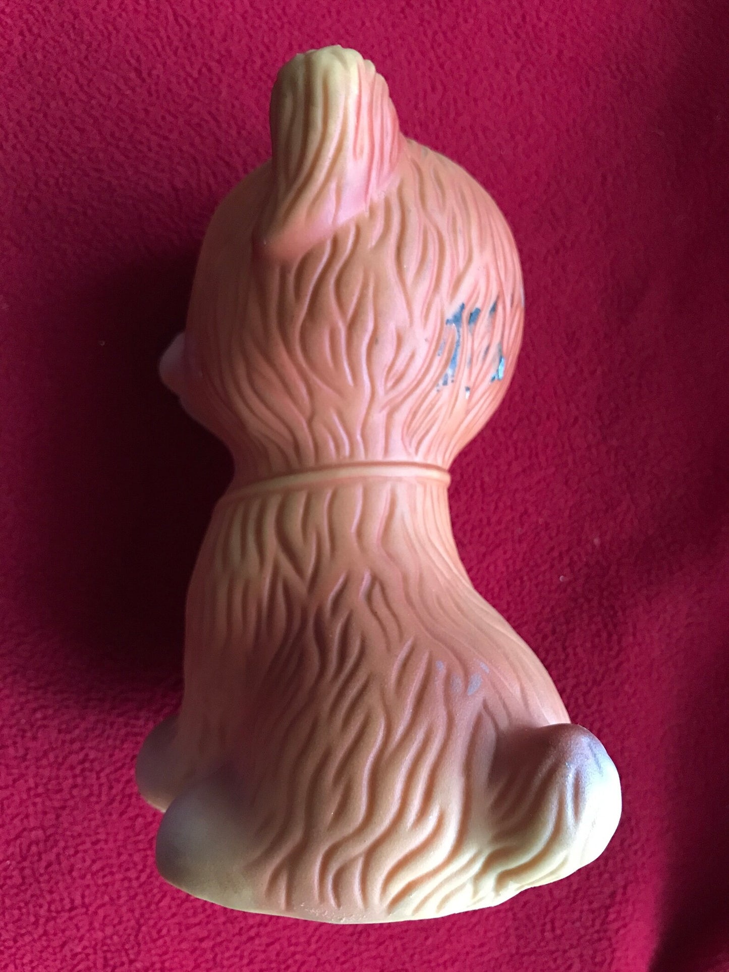 Rare find! Vintage 1970s rubber toy - sitting DOG with medal - Made in Soviet Union - Lovely USSR retro toy - Collectible vintage toy.