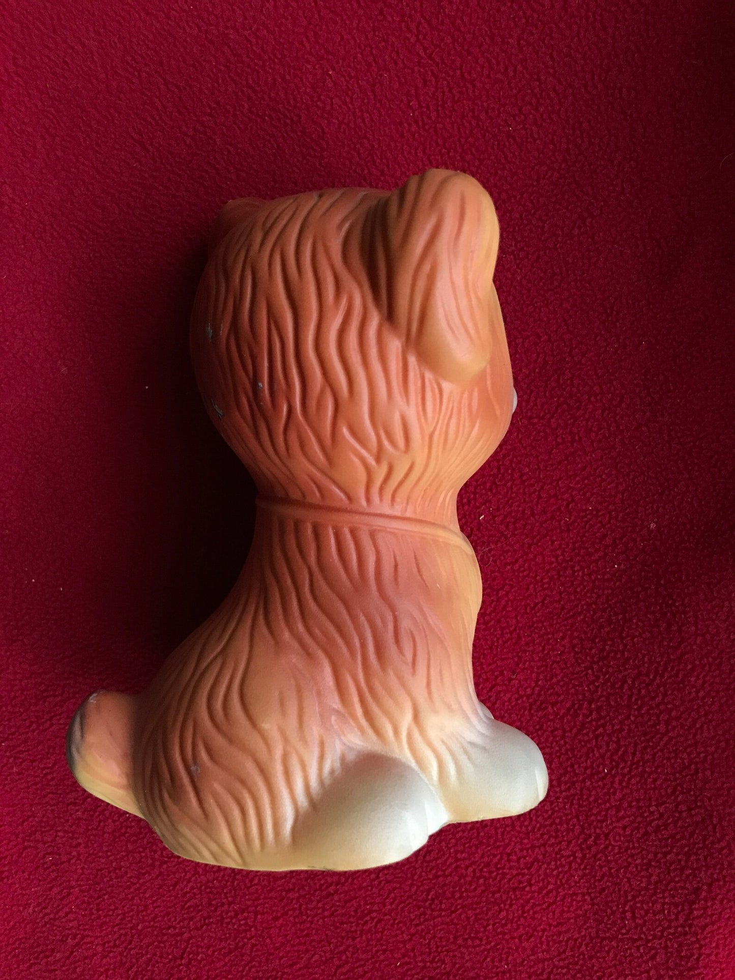 Rare find! Vintage 1970s rubber toy - sitting DOG with medal - Made in Soviet Union - Lovely USSR retro toy - Collectible vintage toy.