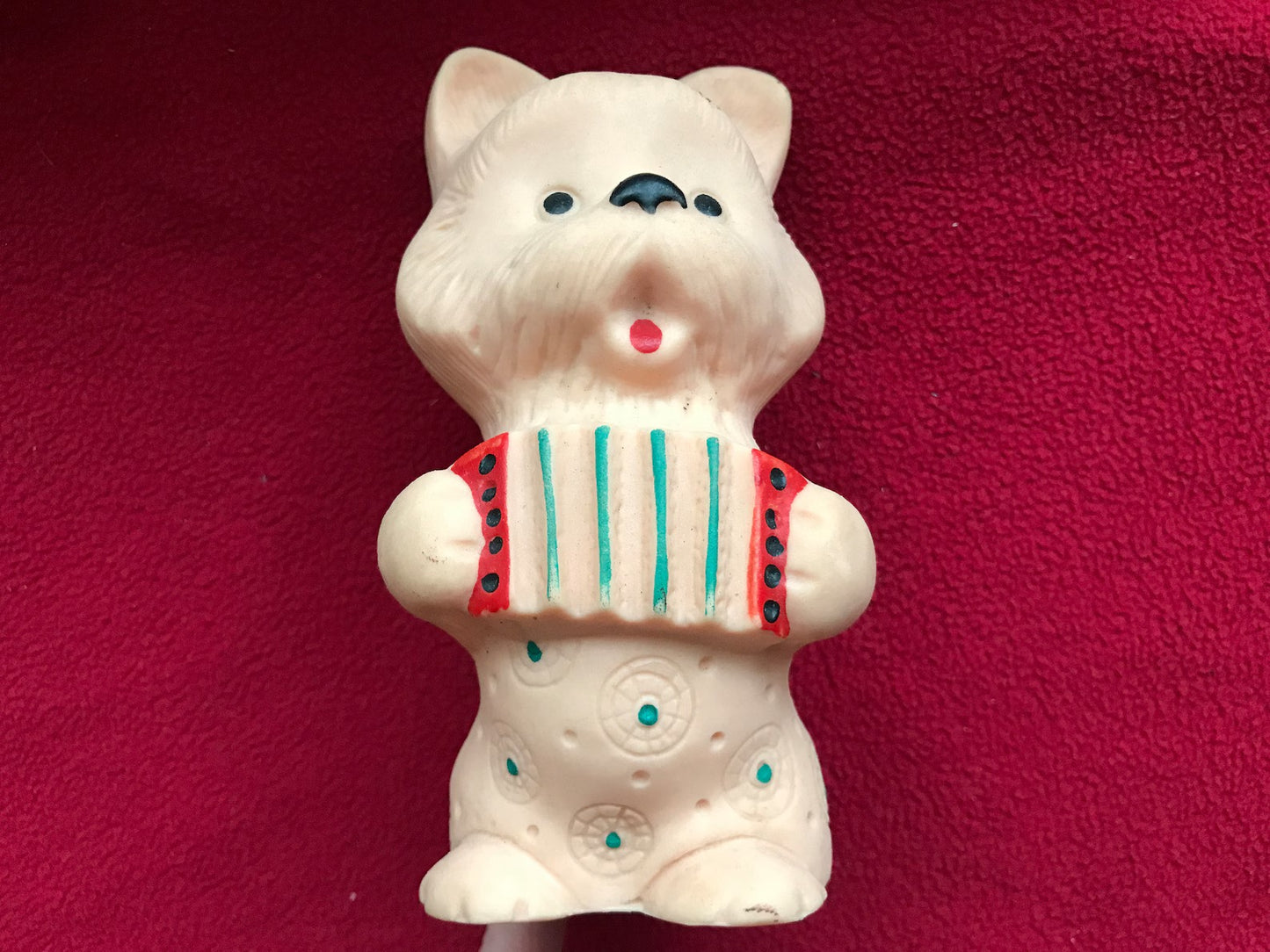 Rare find! Vintage 1970s rubber toy - CAT playing Garmon Karmoshka - Made in Soviet Union - Lovely USSR retro toy - Collectible vintage toy