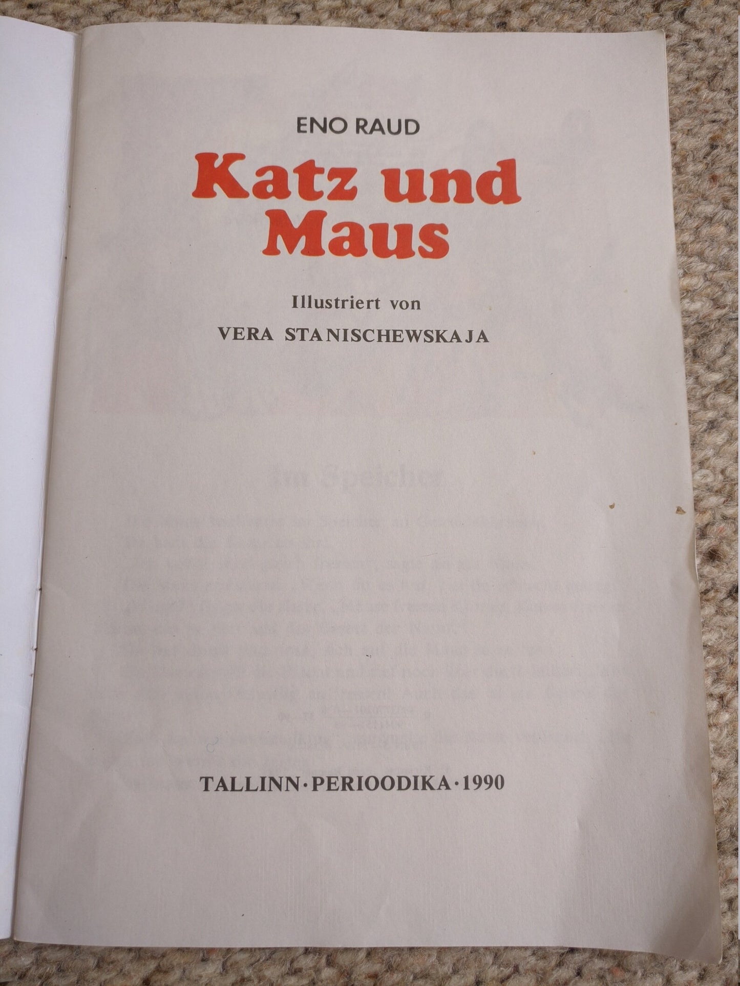 Vintage Estonian children's book in German - Cats and Mice (Katz und Maus) by Eno Raud - Lots of short stories with lovely cat illustrations - 1990