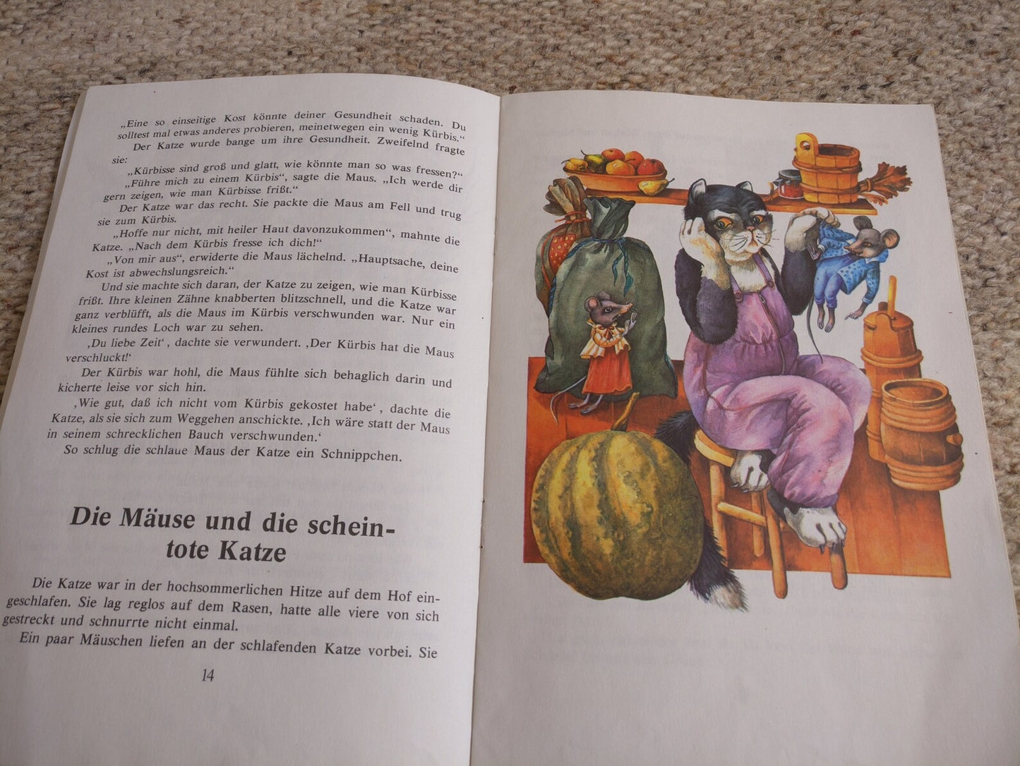 Vintage Estonian children's book in German - Cats and Mice (Katz und Maus) by Eno Raud - Lots of short stories with lovely cat illustrations - 1990