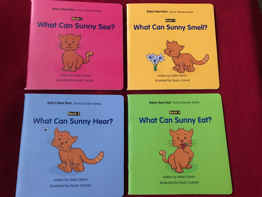 Set of 4 Vintage Helen Doron CAT SUNNY Children's Books for small Kids. Picture Books, Primer Books, Educational Books