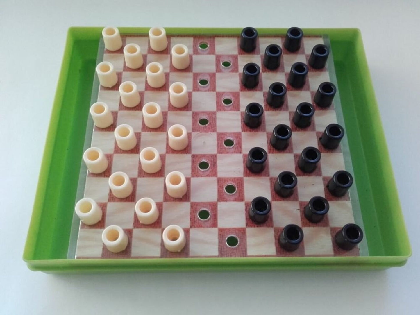 Draughts Checkers board game - Mini Checkers Set - Travel Board Game set - Made in USSR - 1970s