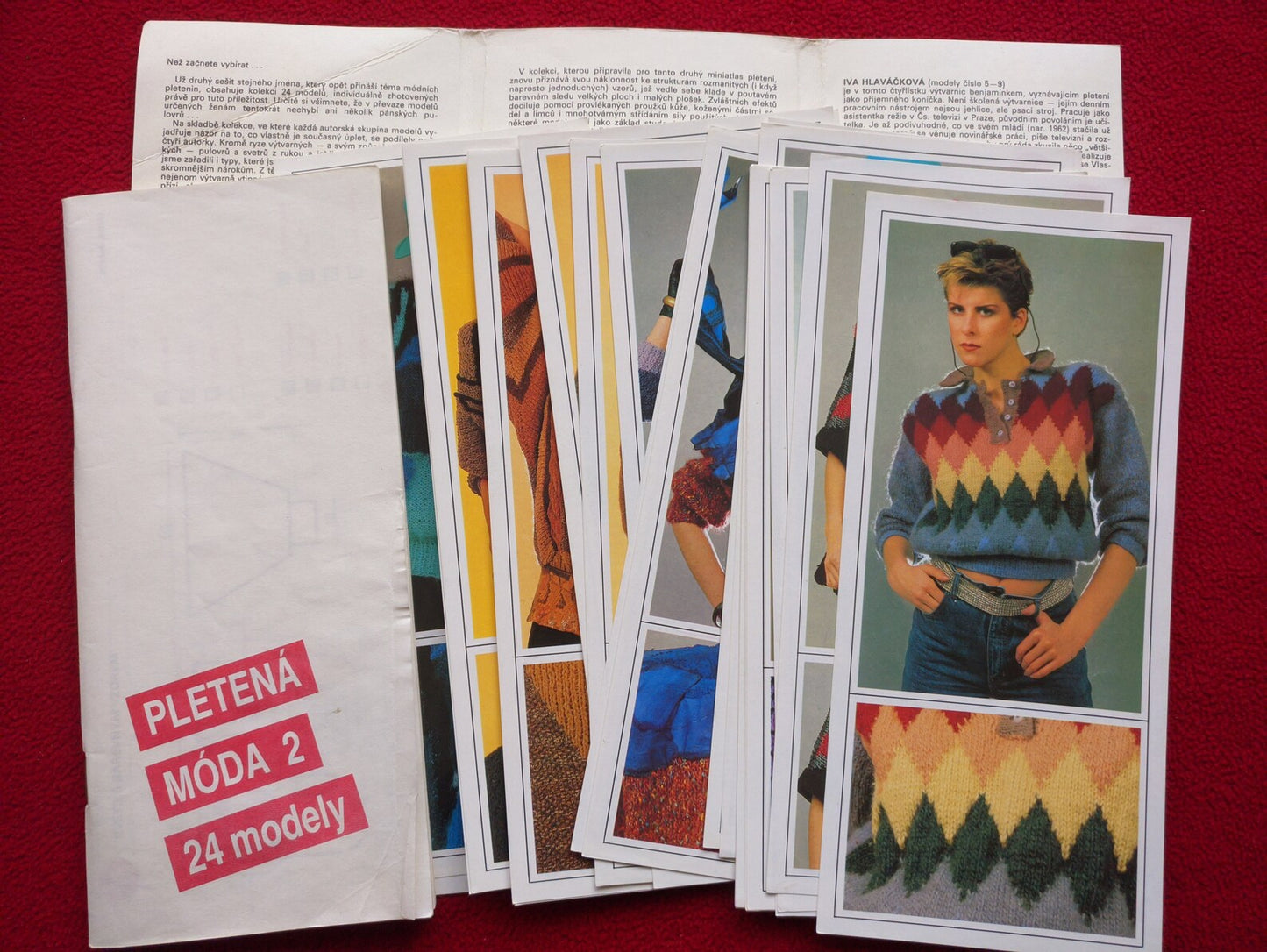 Vintage set of 24 Czechoslovakia Fashion Postcards With Knitting Patterns from 1980s - 24 knitting patterns and ideas - Tutorial book included.