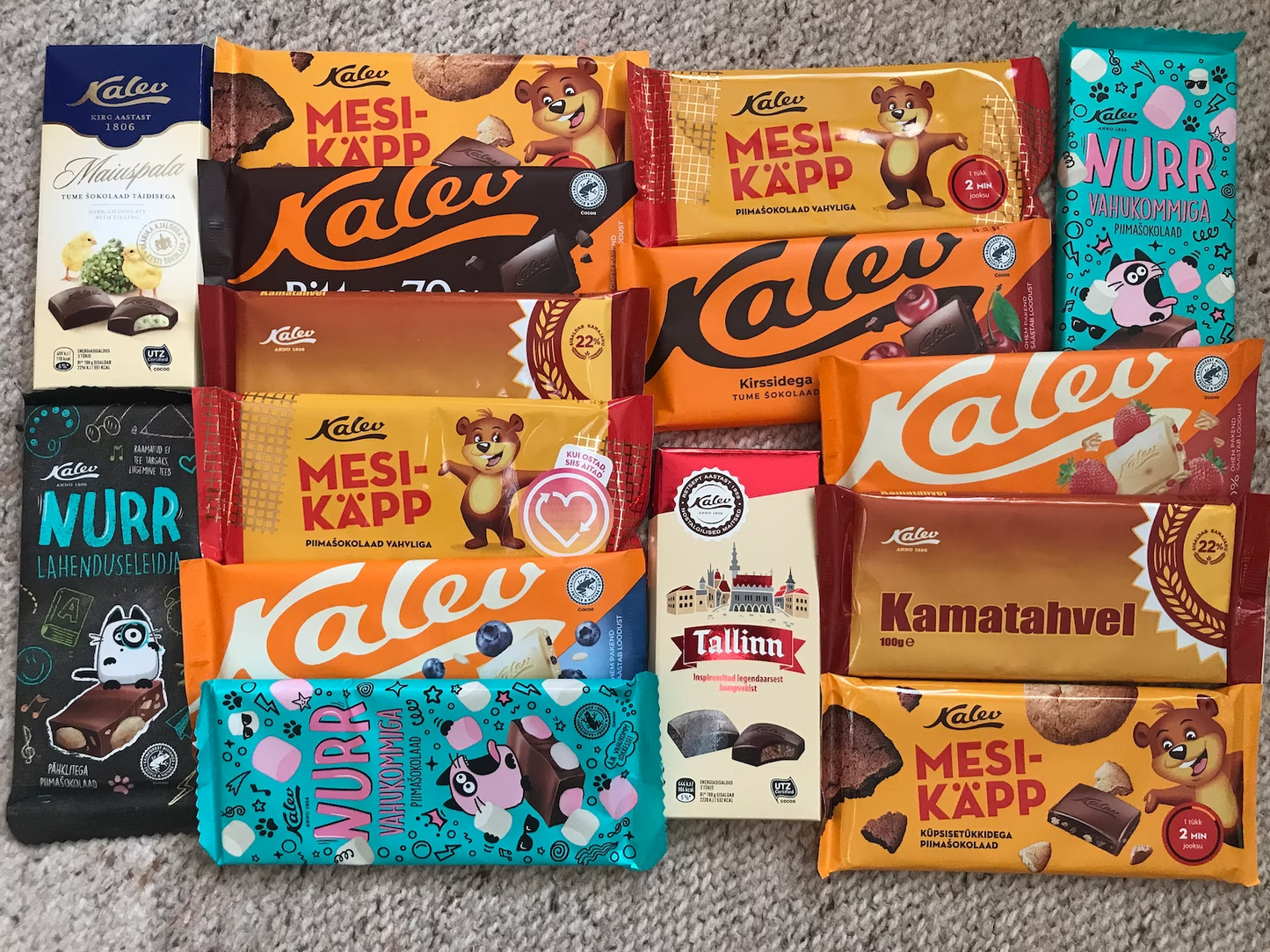 SALE!! Estonian Chocolate 15 bars - Kalev - Random choice