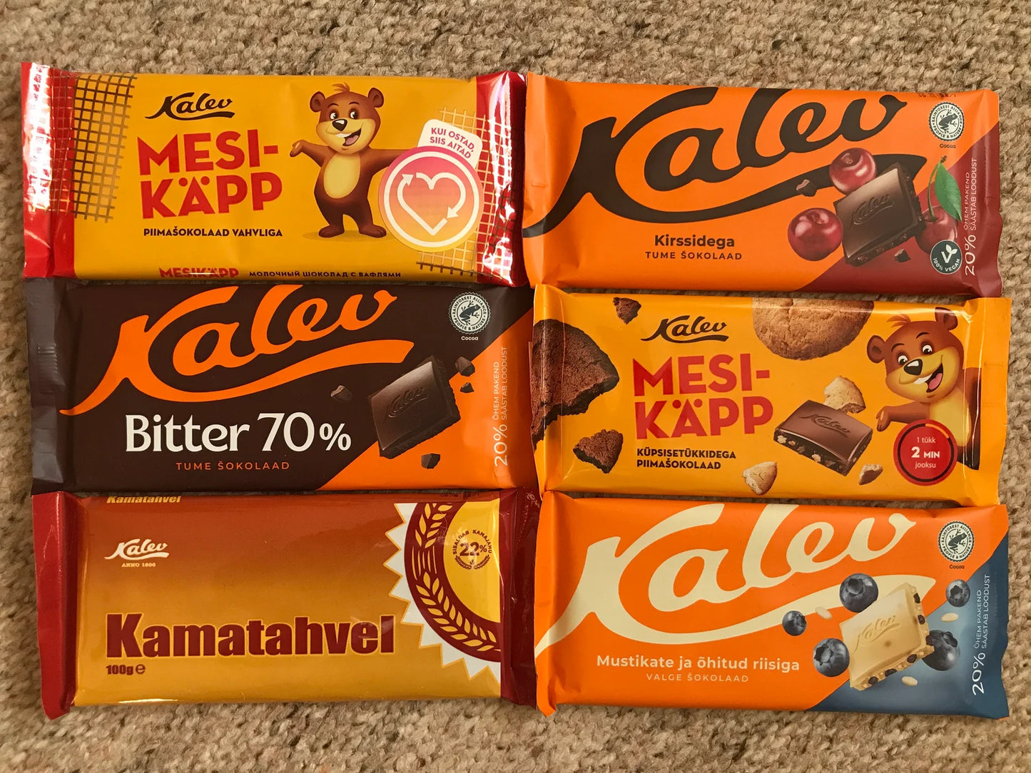 SALE!! Estonian Chocolate 15 bars - Kalev - Random choice